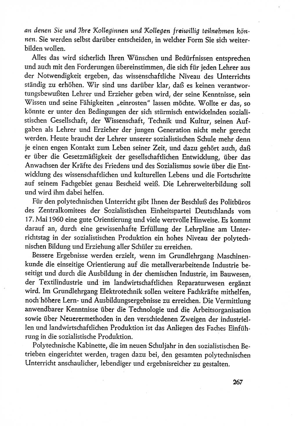 Dokumente der Sozialistischen Einheitspartei Deutschlands (SED) [Deutsche Demokratische Republik (DDR)] 1960-1961, Seite 267 (Dok. SED DDR 1960-1961, S. 267)