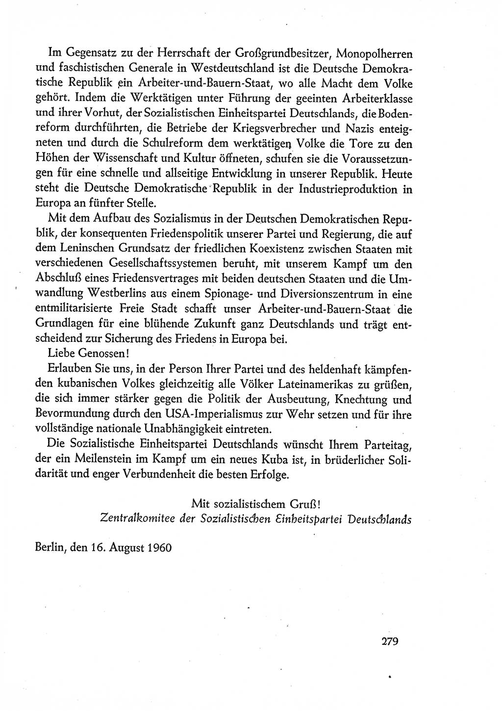 Dokumente der Sozialistischen Einheitspartei Deutschlands (SED) [Deutsche Demokratische Republik (DDR)] 1960-1961, Seite 279 (Dok. SED DDR 1960-1961, S. 279)