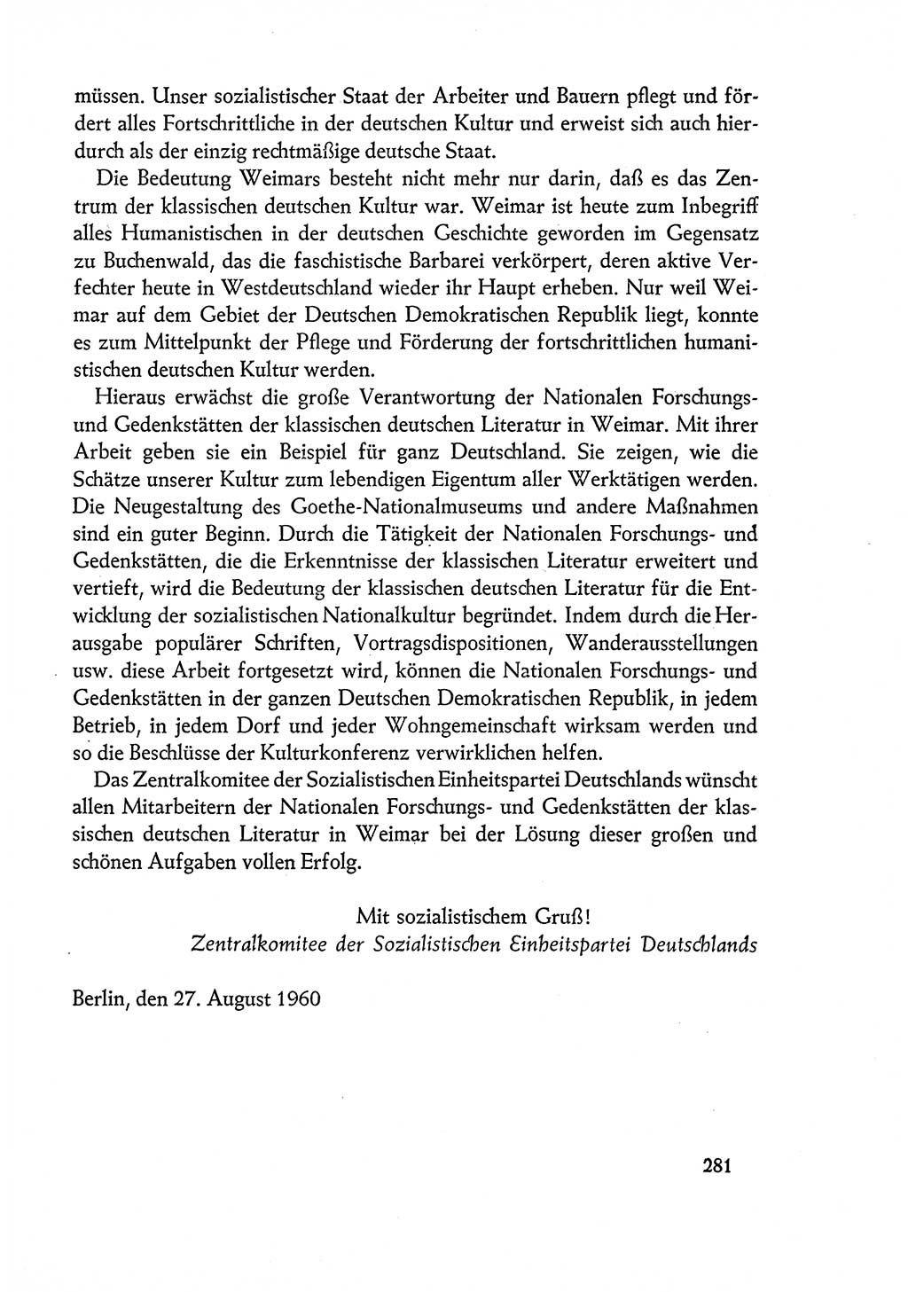 Dokumente der Sozialistischen Einheitspartei Deutschlands (SED) [Deutsche Demokratische Republik (DDR)] 1960-1961, Seite 281 (Dok. SED DDR 1960-1961, S. 281)