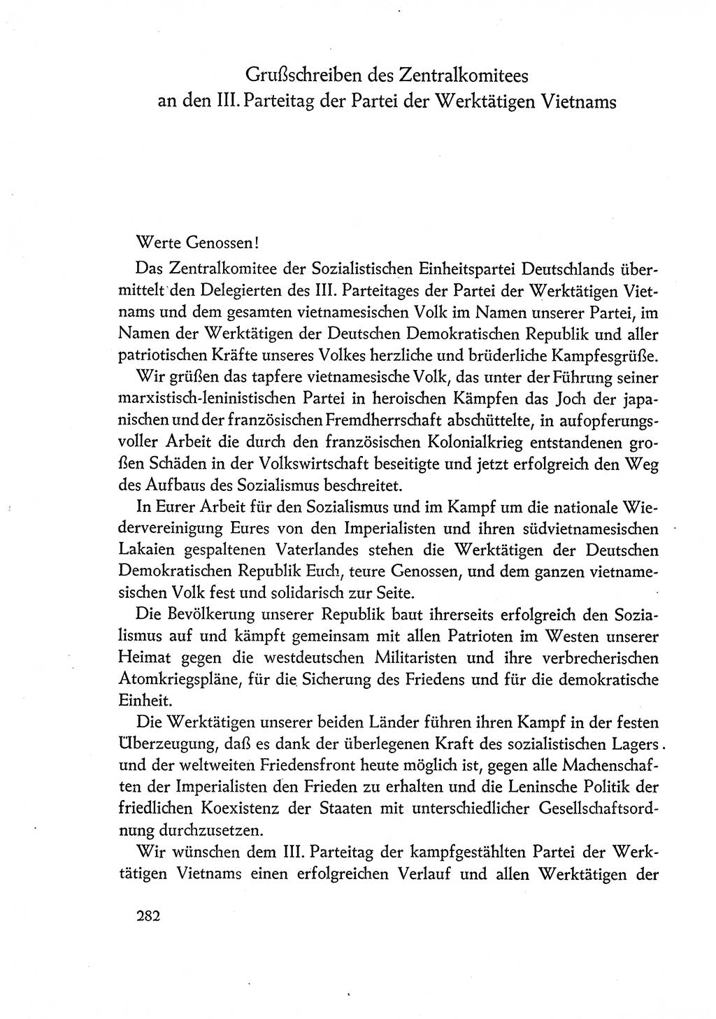 Dokumente der Sozialistischen Einheitspartei Deutschlands (SED) [Deutsche Demokratische Republik (DDR)] 1960-1961, Seite 282 (Dok. SED DDR 1960-1961, S. 282)