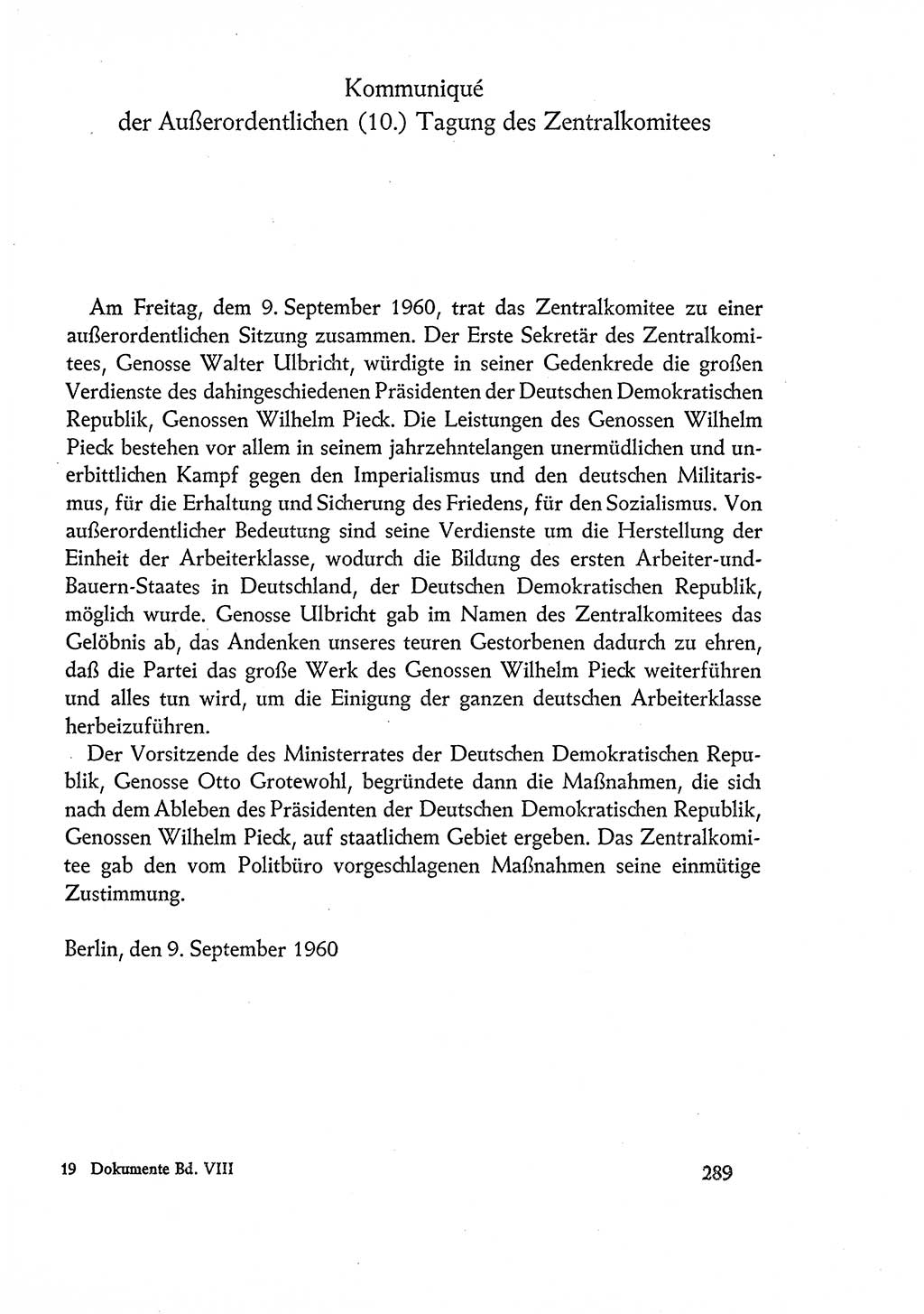Dokumente der Sozialistischen Einheitspartei Deutschlands (SED) [Deutsche Demokratische Republik (DDR)] 1960-1961, Seite 289 (Dok. SED DDR 1960-1961, S. 289)
