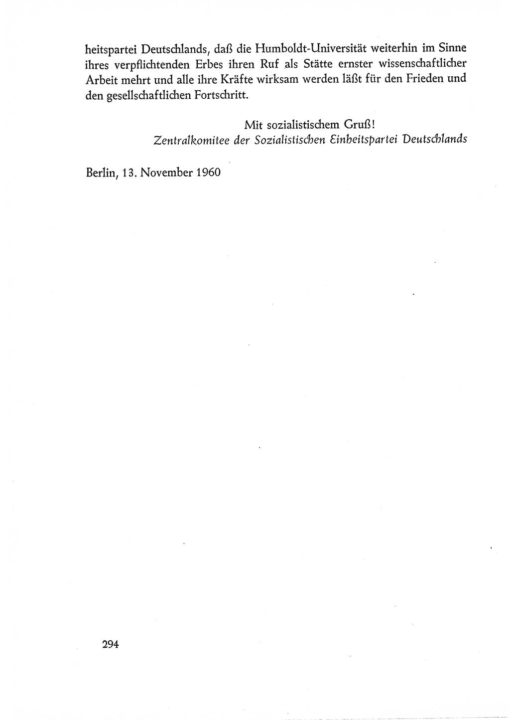 Dokumente der Sozialistischen Einheitspartei Deutschlands (SED) [Deutsche Demokratische Republik (DDR)] 1960-1961, Seite 294 (Dok. SED DDR 1960-1961, S. 294)