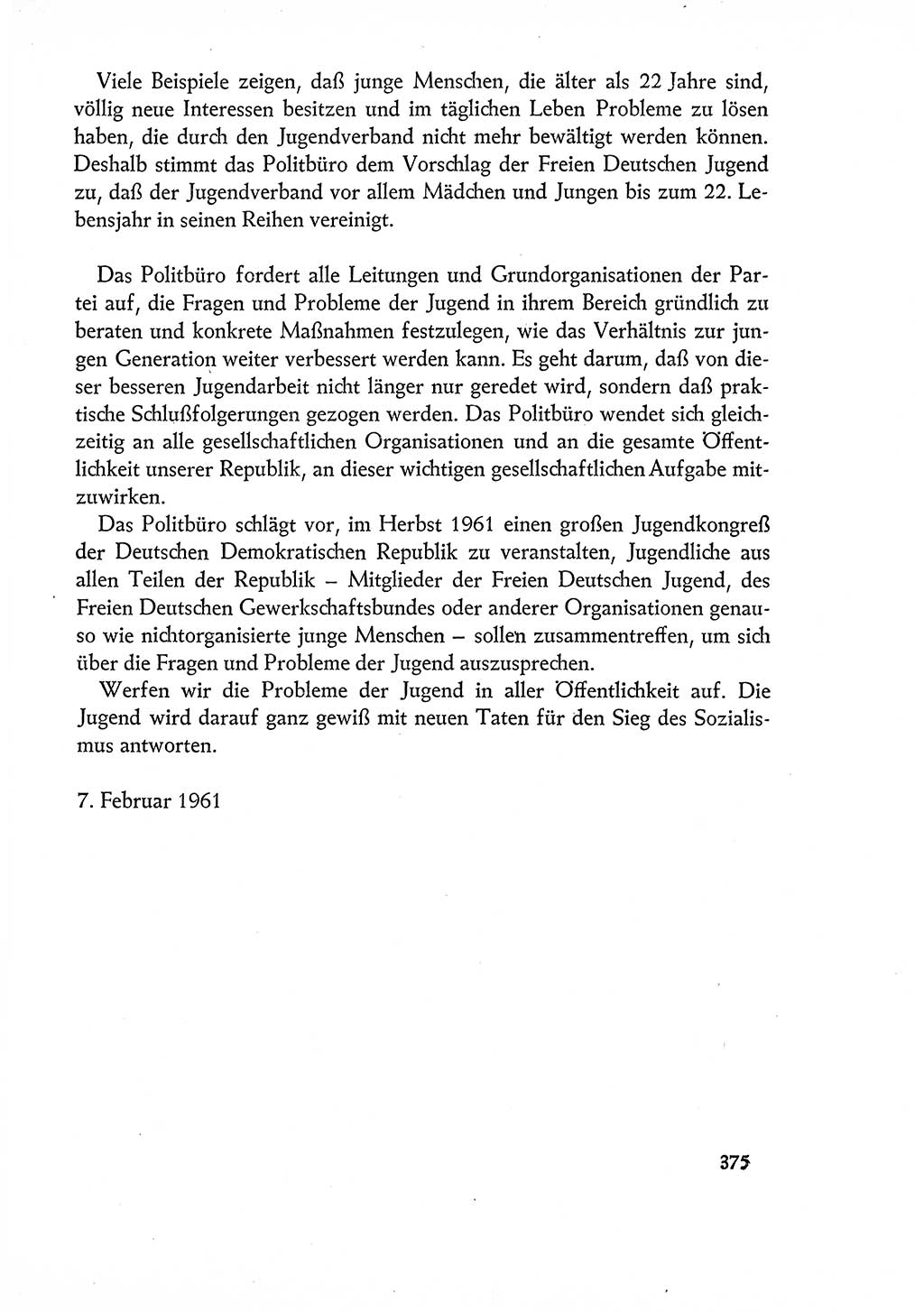 Dokumente der Sozialistischen Einheitspartei Deutschlands (SED) [Deutsche Demokratische Republik (DDR)] 1960-1961, Seite 375 (Dok. SED DDR 1960-1961, S. 375)