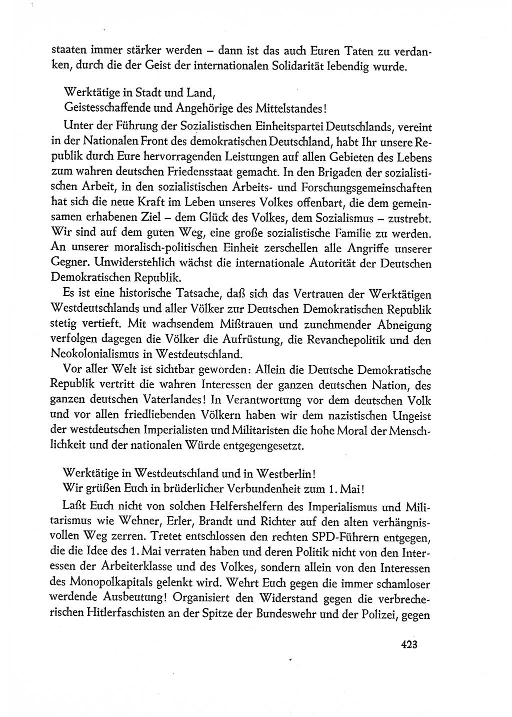 Dokumente der Sozialistischen Einheitspartei Deutschlands (SED) [Deutsche Demokratische Republik (DDR)] 1960-1961, Seite 423 (Dok. SED DDR 1960-1961, S. 423)