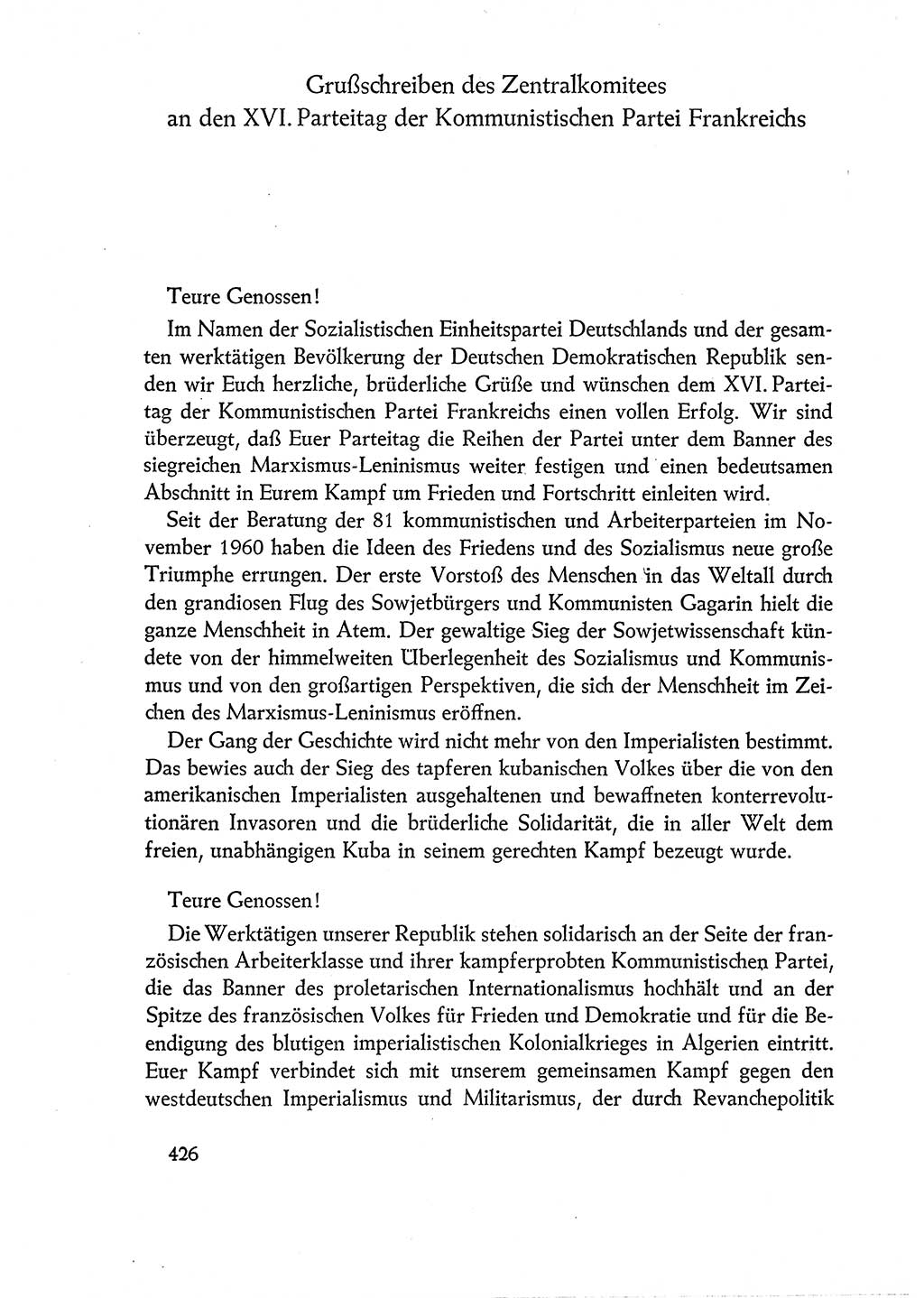 Dokumente der Sozialistischen Einheitspartei Deutschlands (SED) [Deutsche Demokratische Republik (DDR)] 1960-1961, Seite 426 (Dok. SED DDR 1960-1961, S. 426)