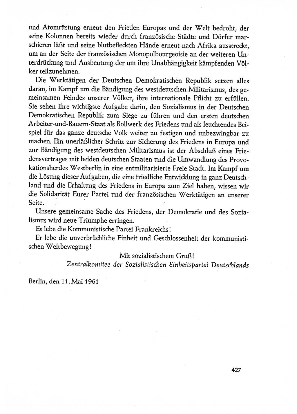 Dokumente der Sozialistischen Einheitspartei Deutschlands (SED) [Deutsche Demokratische Republik (DDR)] 1960-1961, Seite 427 (Dok. SED DDR 1960-1961, S. 427)