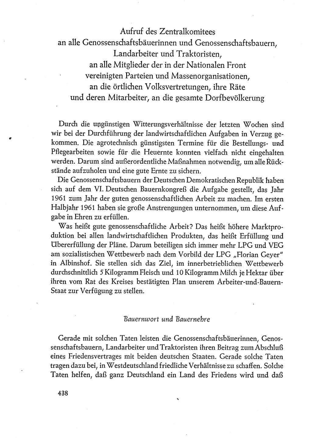 Dokumente der Sozialistischen Einheitspartei Deutschlands (SED) [Deutsche Demokratische Republik (DDR)] 1960-1961, Seite 438 (Dok. SED DDR 1960-1961, S. 438)