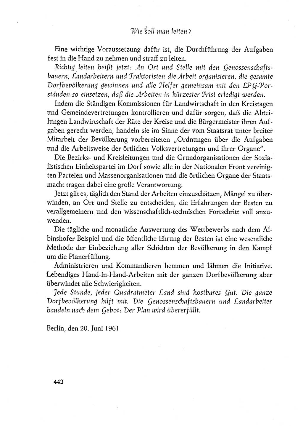 Dokumente der Sozialistischen Einheitspartei Deutschlands (SED) [Deutsche Demokratische Republik (DDR)] 1960-1961, Seite 442 (Dok. SED DDR 1960-1961, S. 442)