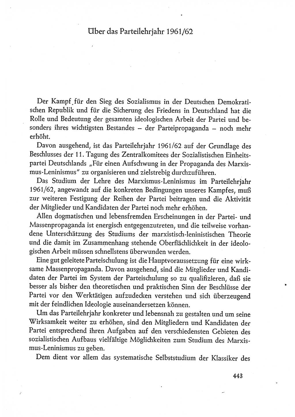 Dokumente der Sozialistischen Einheitspartei Deutschlands (SED) [Deutsche Demokratische Republik (DDR)] 1960-1961, Seite 443 (Dok. SED DDR 1960-1961, S. 443)