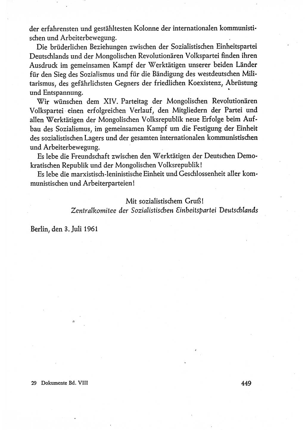 Dokumente der Sozialistischen Einheitspartei Deutschlands (SED) [Deutsche Demokratische Republik (DDR)] 1960-1961, Seite 449 (Dok. SED DDR 1960-1961, S. 449)