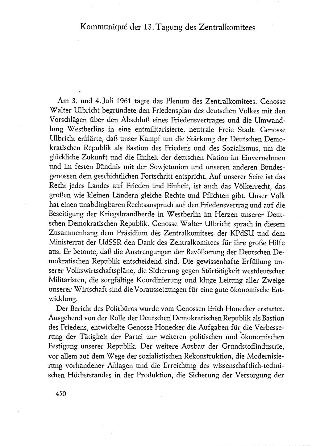 Dokumente der Sozialistischen Einheitspartei Deutschlands (SED) [Deutsche Demokratische Republik (DDR)] 1960-1961, Seite 450 (Dok. SED DDR 1960-1961, S. 450)