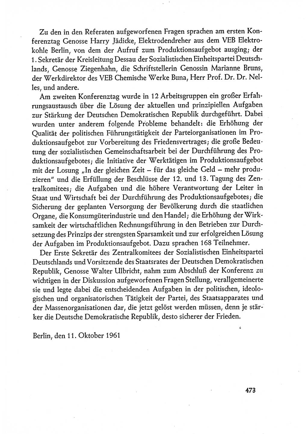 Dokumente der Sozialistischen Einheitspartei Deutschlands (SED) [Deutsche Demokratische Republik (DDR)] 1960-1961, Seite 473 (Dok. SED DDR 1960-1961, S. 473)