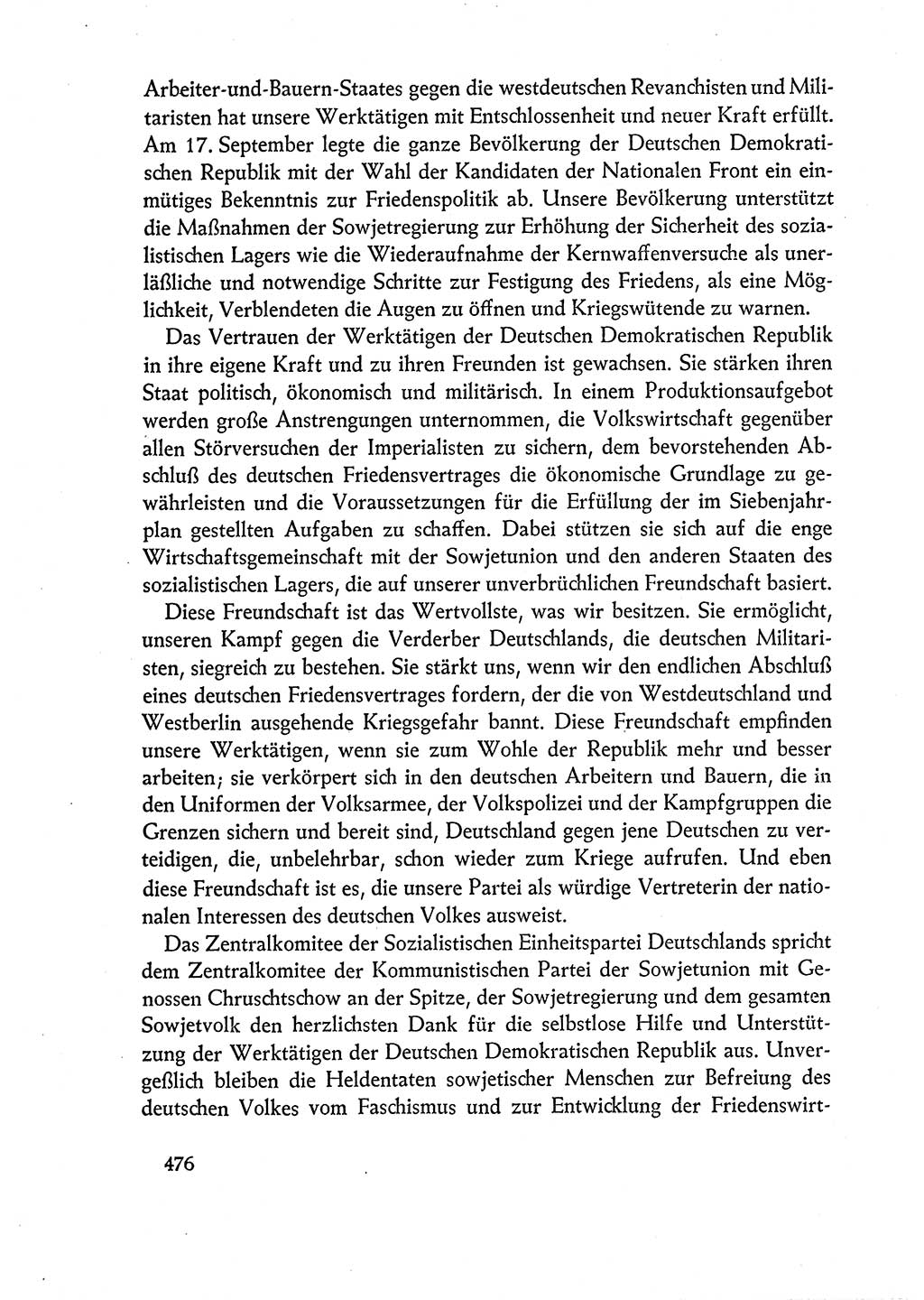 Dokumente der Sozialistischen Einheitspartei Deutschlands (SED) [Deutsche Demokratische Republik (DDR)] 1960-1961, Seite 476 (Dok. SED DDR 1960-1961, S. 476)