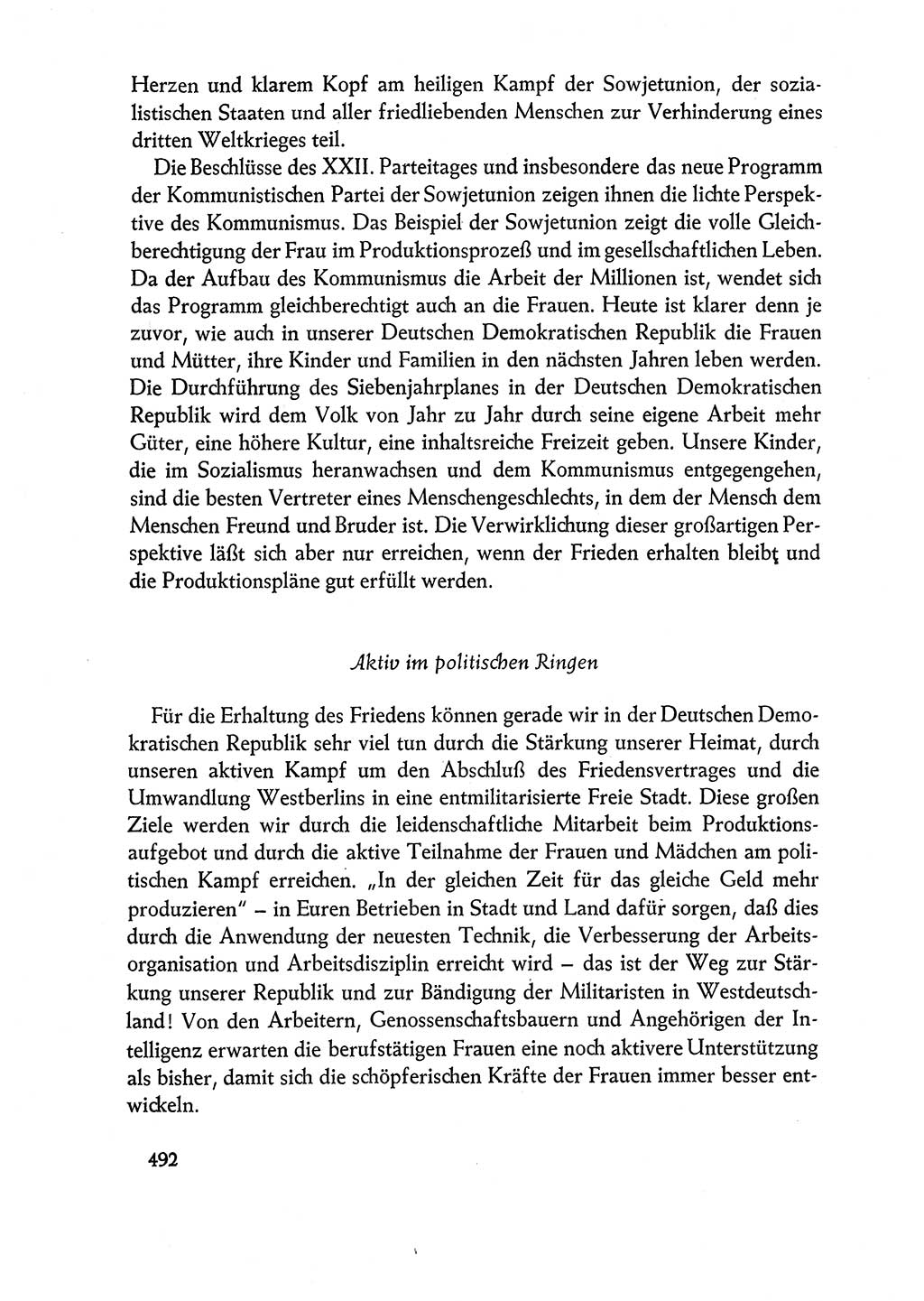 Dokumente der Sozialistischen Einheitspartei Deutschlands (SED) [Deutsche Demokratische Republik (DDR)] 1960-1961, Seite 492 (Dok. SED DDR 1960-1961, S. 492)