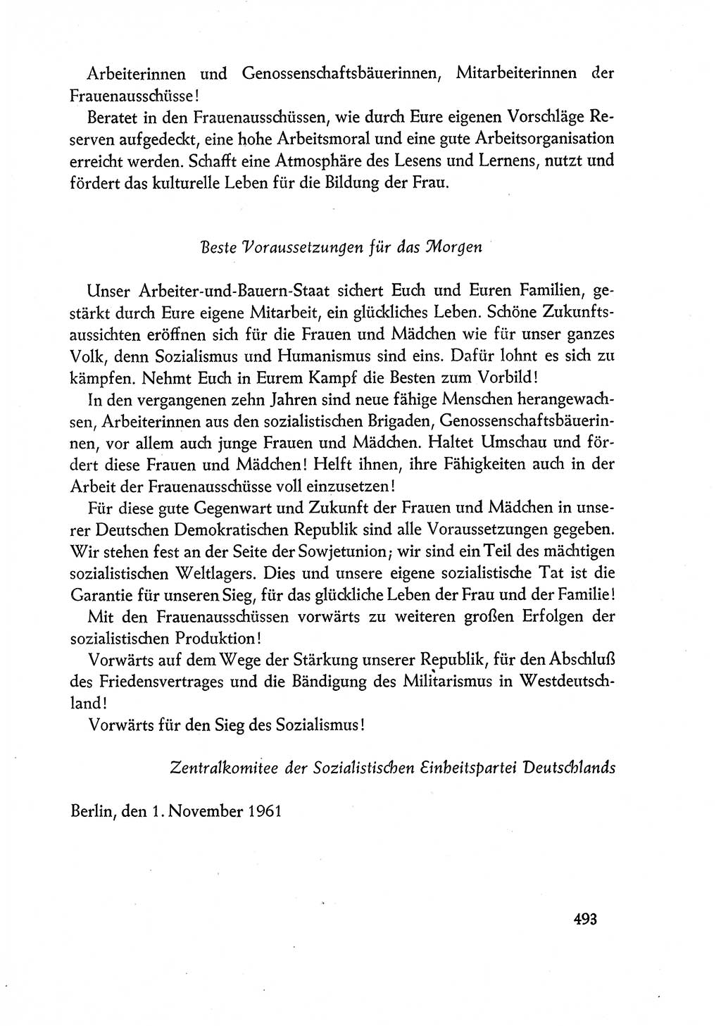 Dokumente der Sozialistischen Einheitspartei Deutschlands (SED) [Deutsche Demokratische Republik (DDR)] 1960-1961, Seite 493 (Dok. SED DDR 1960-1961, S. 493)