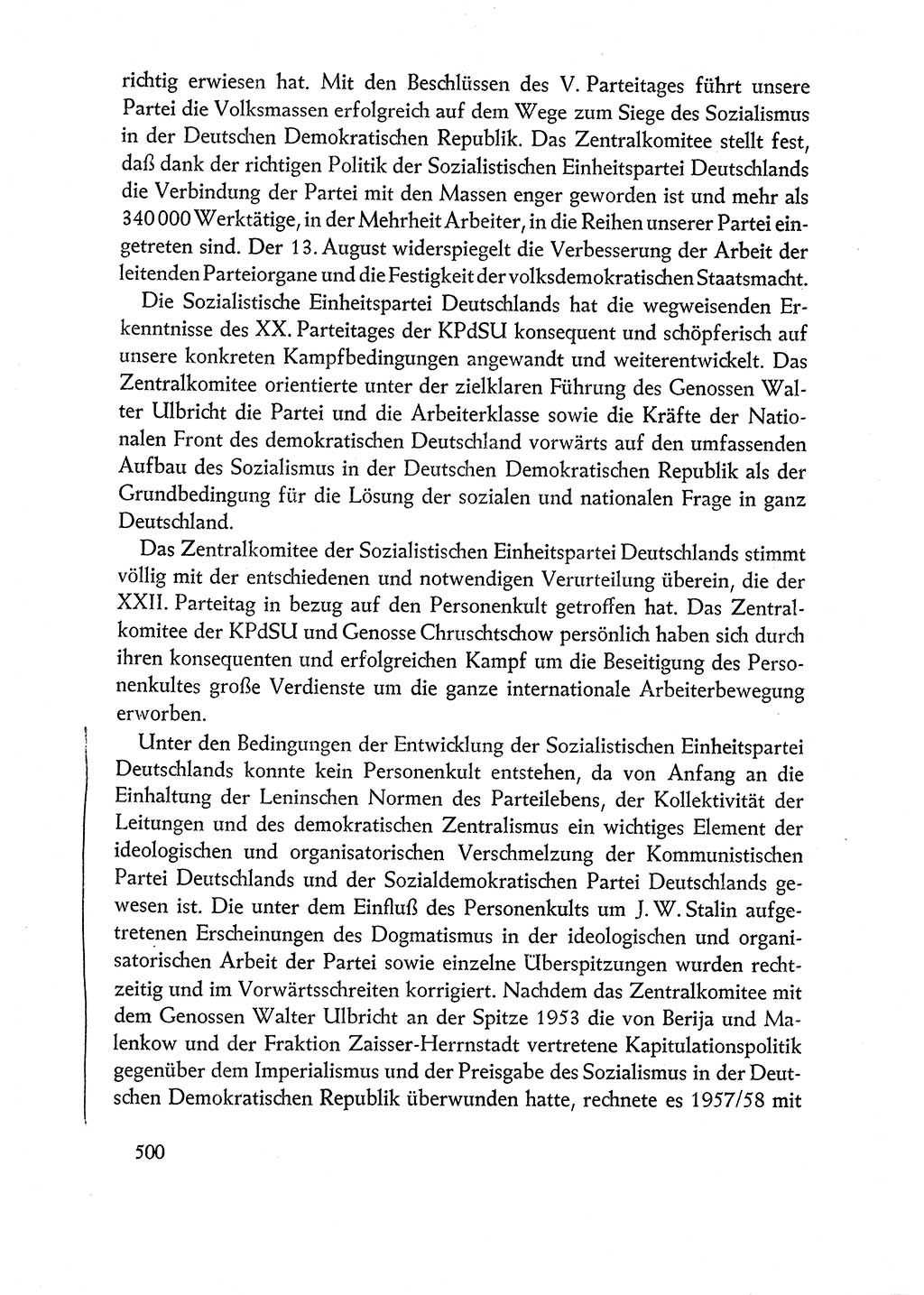 Dokumente der Sozialistischen Einheitspartei Deutschlands (SED) [Deutsche Demokratische Republik (DDR)] 1960-1961, Seite 500 (Dok. SED DDR 1960-1961, S. 500)