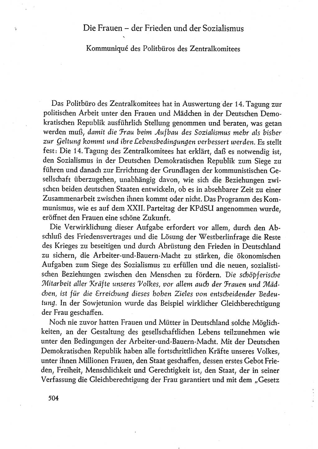 Dokumente der Sozialistischen Einheitspartei Deutschlands (SED) [Deutsche Demokratische Republik (DDR)] 1960-1961, Seite 504 (Dok. SED DDR 1960-1961, S. 504)