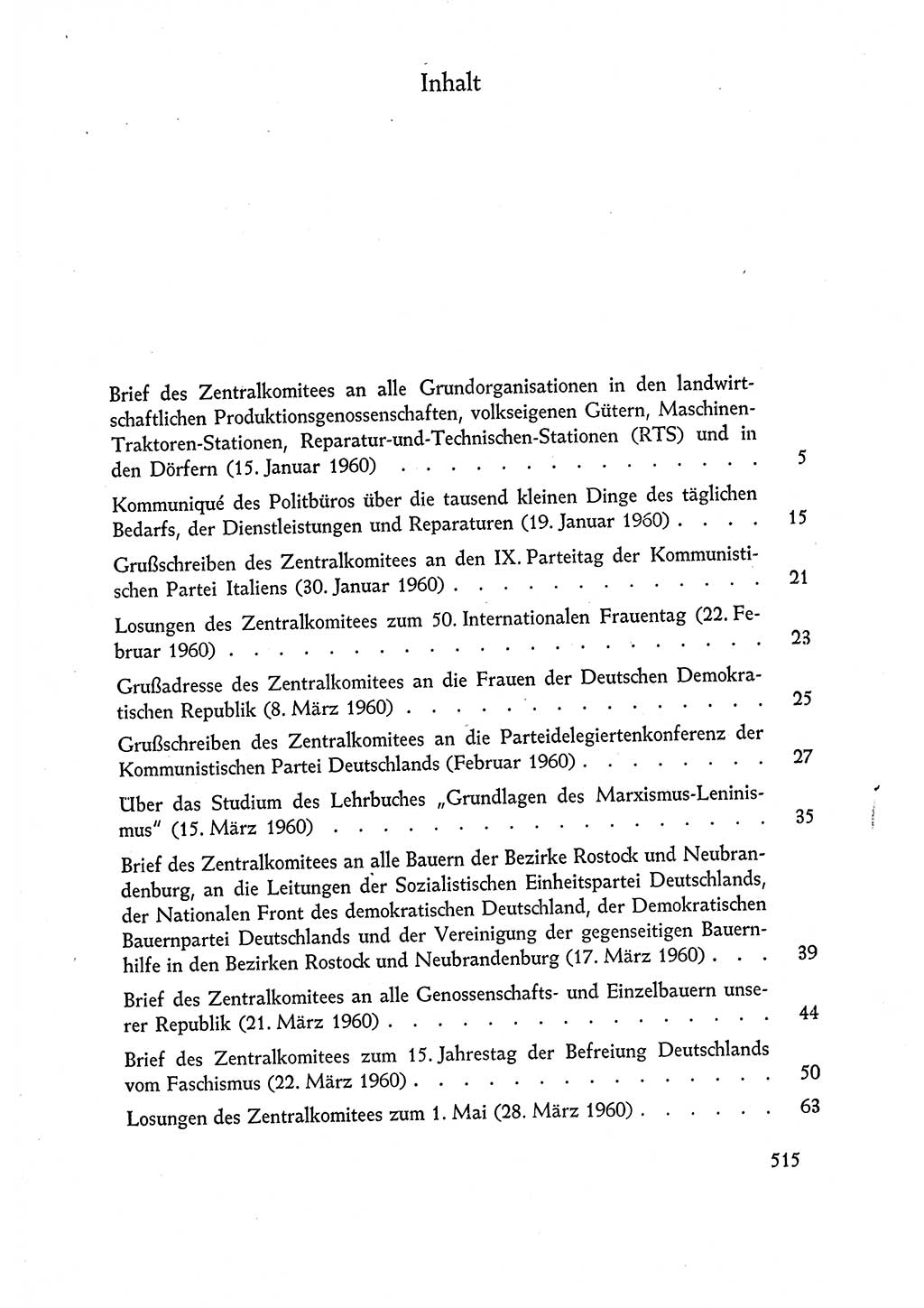 Dokumente der Sozialistischen Einheitspartei Deutschlands (SED) [Deutsche Demokratische Republik (DDR)] 1960-1961, Seite 515 (Dok. SED DDR 1960-1961, S. 515)