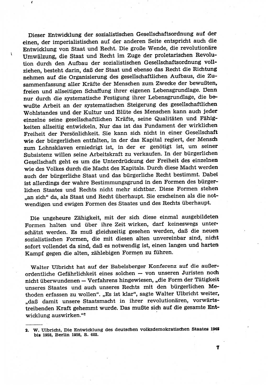 Zur Entwicklung des sozialistischen Strafrechts der Deutschen Demokratischen Republik (DDR) 1960, Seite 7 (Entw. soz. Strafr. DDR 1960, S. 7)