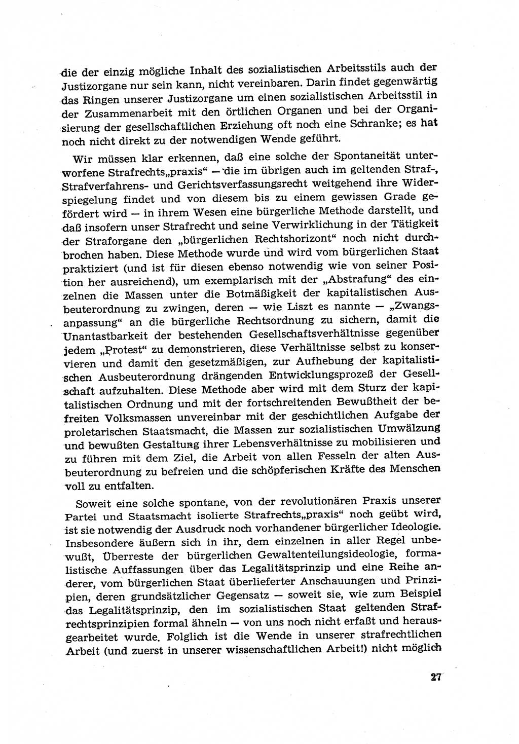 Zur Entwicklung des sozialistischen Strafrechts der Deutschen Demokratischen Republik (DDR) 1960, Seite 27 (Entw. soz. Strafr. DDR 1960, S. 27)
