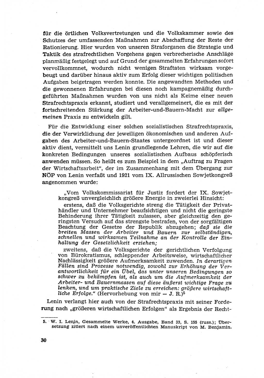 Zur Entwicklung des sozialistischen Strafrechts der Deutschen Demokratischen Republik (DDR) 1960, Seite 30 (Entw. soz. Strafr. DDR 1960, S. 30)