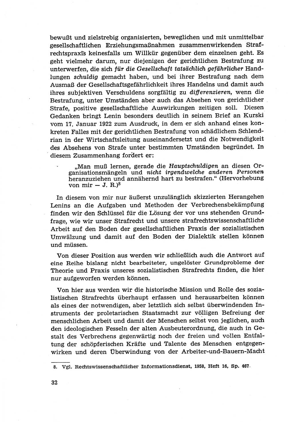 Zur Entwicklung des sozialistischen Strafrechts der Deutschen Demokratischen Republik (DDR) 1960, Seite 32 (Entw. soz. Strafr. DDR 1960, S. 32)
