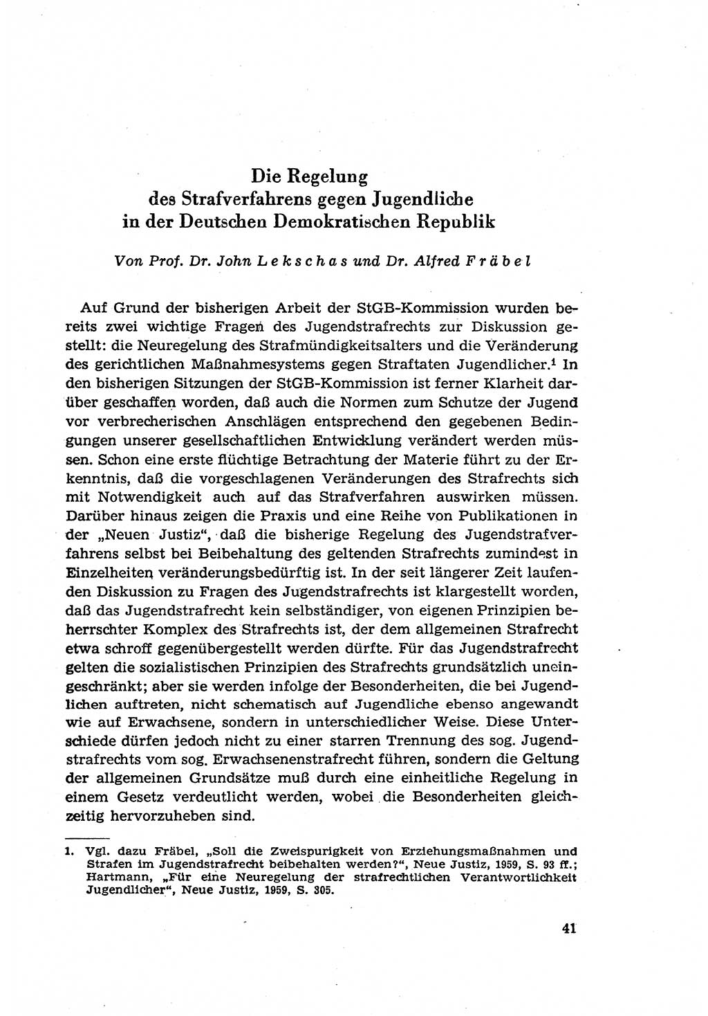 Zur Entwicklung des sozialistischen Strafrechts der Deutschen Demokratischen Republik (DDR) 1960, Seite 41 (Entw. soz. Strafr. DDR 1960, S. 41)