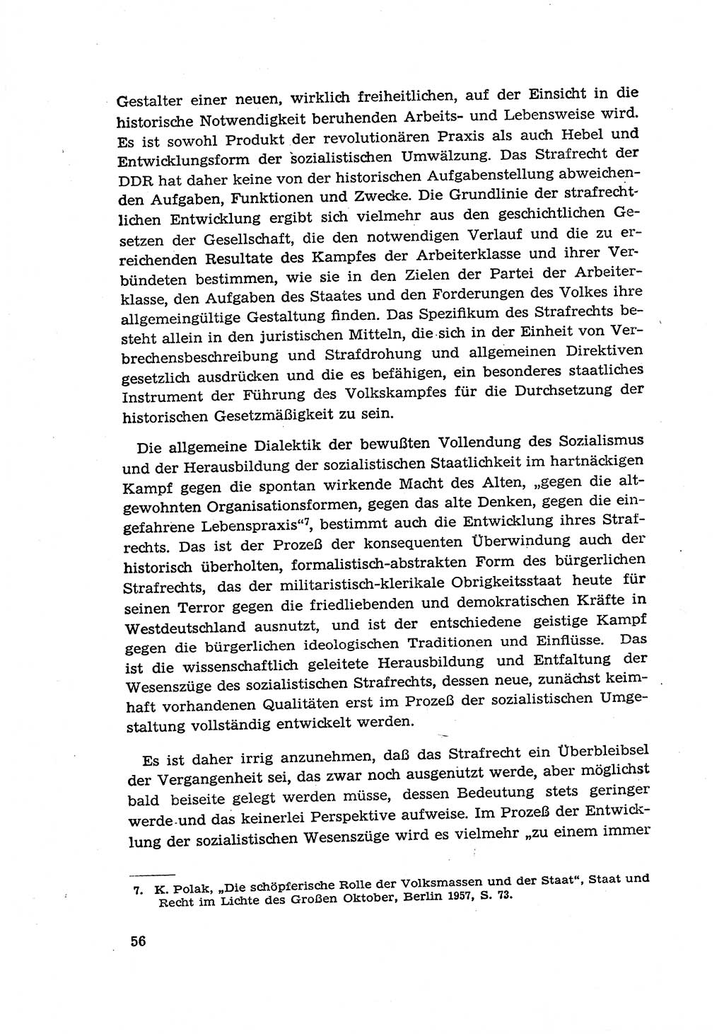 Zur Entwicklung des sozialistischen Strafrechts der Deutschen Demokratischen Republik (DDR) 1960, Seite 56 (Entw. soz. Strafr. DDR 1960, S. 56)