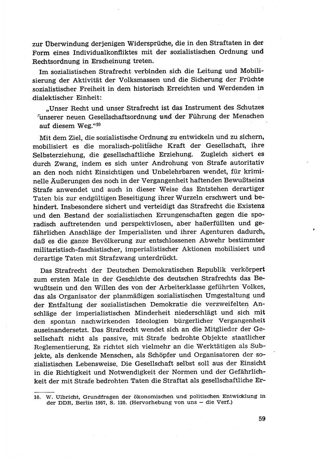 Zur Entwicklung des sozialistischen Strafrechts der Deutschen Demokratischen Republik (DDR) 1960, Seite 59 (Entw. soz. Strafr. DDR 1960, S. 59)