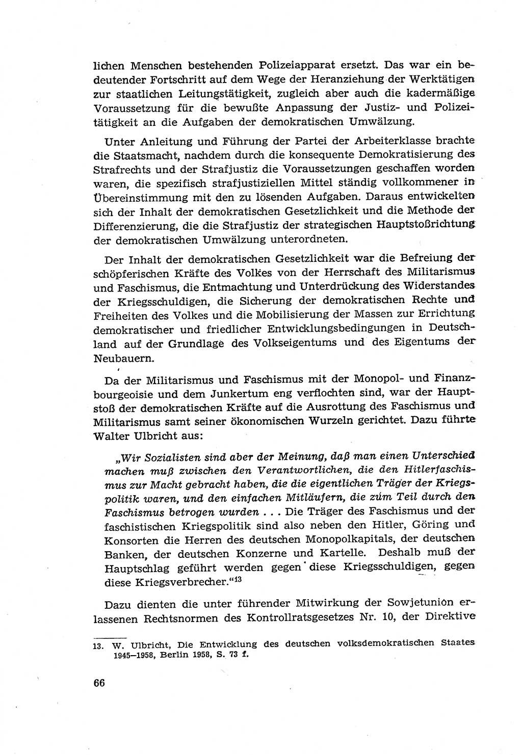 Zur Entwicklung des sozialistischen Strafrechts der Deutschen Demokratischen Republik (DDR) 1960, Seite 66 (Entw. soz. Strafr. DDR 1960, S. 66)