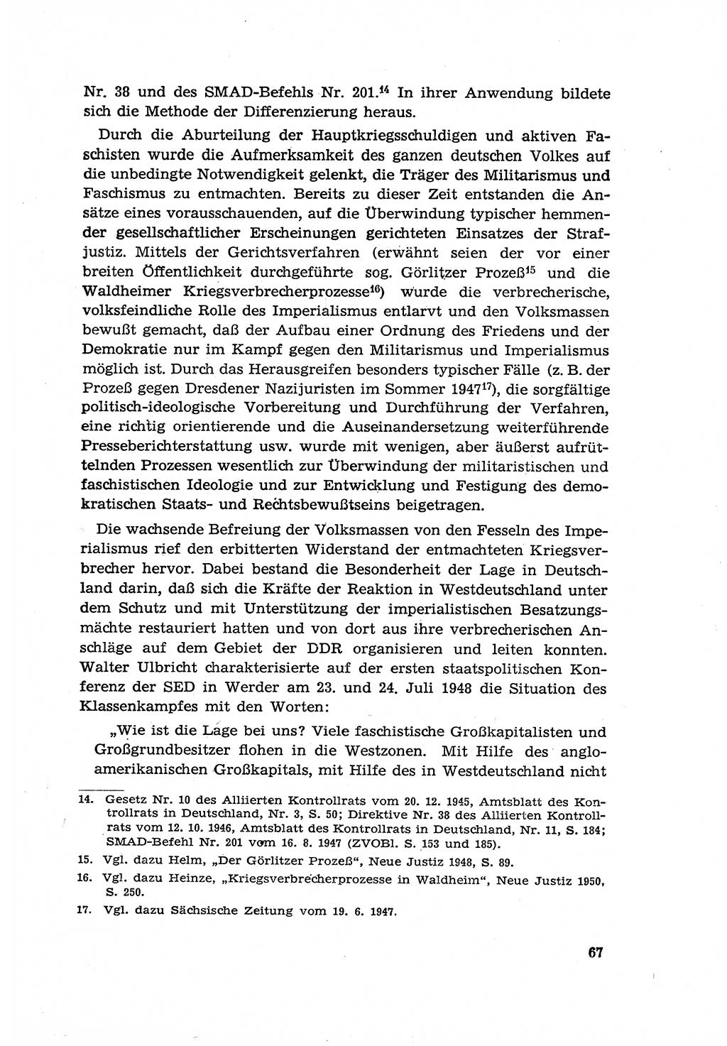 Zur Entwicklung des sozialistischen Strafrechts der Deutschen Demokratischen Republik (DDR) 1960, Seite 67 (Entw. soz. Strafr. DDR 1960, S. 67)