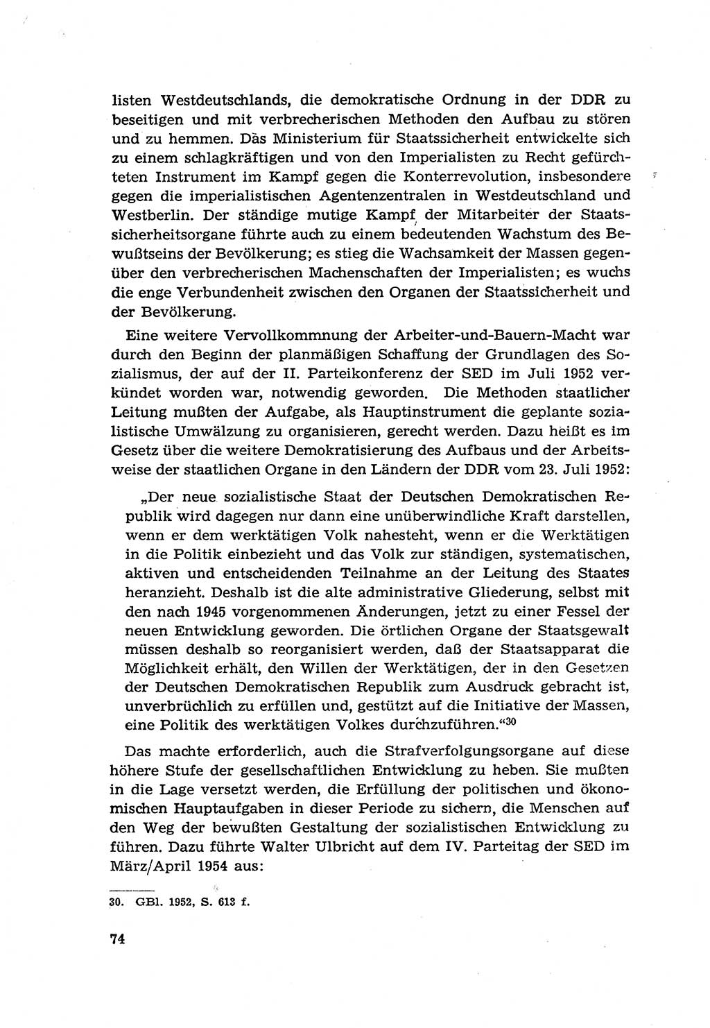 Zur Entwicklung des sozialistischen Strafrechts der Deutschen Demokratischen Republik (DDR) 1960, Seite 74 (Entw. soz. Strafr. DDR 1960, S. 74)