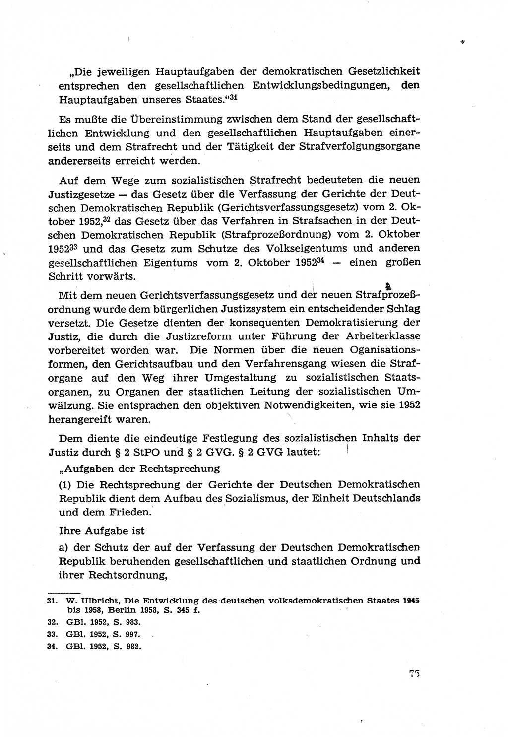 Zur Entwicklung des sozialistischen Strafrechts der Deutschen Demokratischen Republik (DDR) 1960, Seite 75 (Entw. soz. Strafr. DDR 1960, S. 75)