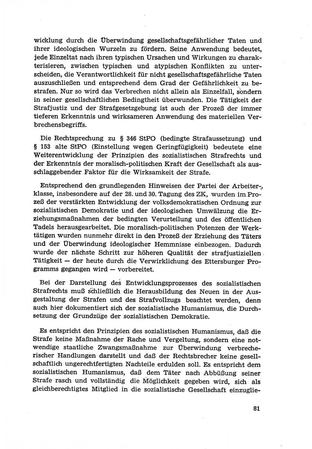 Zur Entwicklung des sozialistischen Strafrechts der Deutschen Demokratischen Republik (DDR) 1960, Seite 81 (Entw. soz. Strafr. DDR 1960, S. 81)
