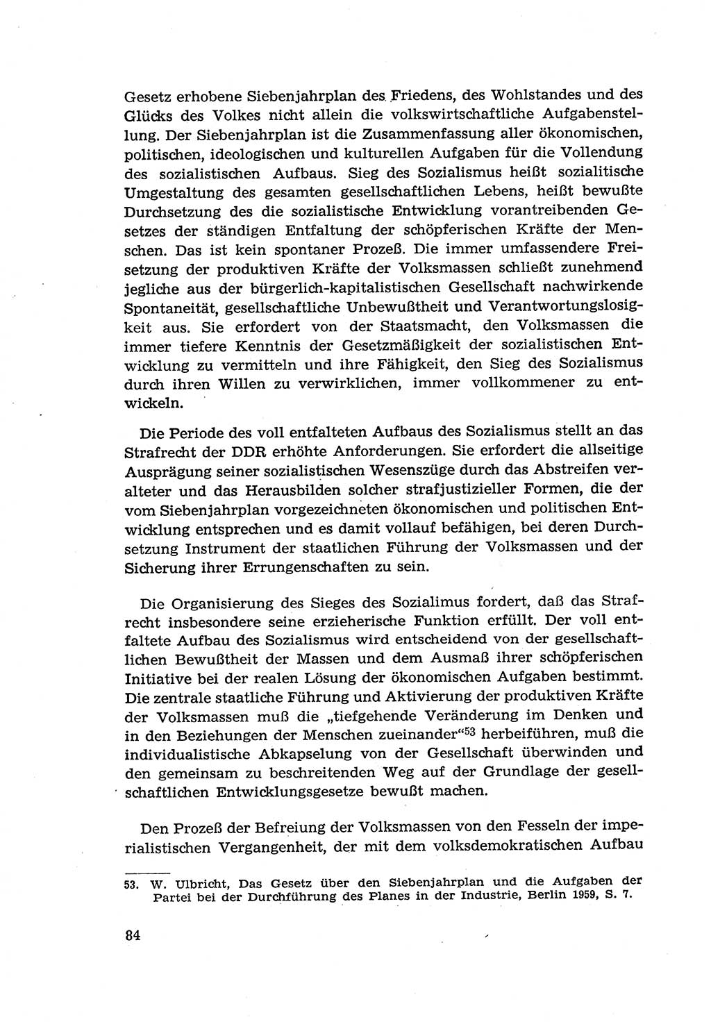 Zur Entwicklung des sozialistischen Strafrechts der Deutschen Demokratischen Republik (DDR) 1960, Seite 84 (Entw. soz. Strafr. DDR 1960, S. 84)