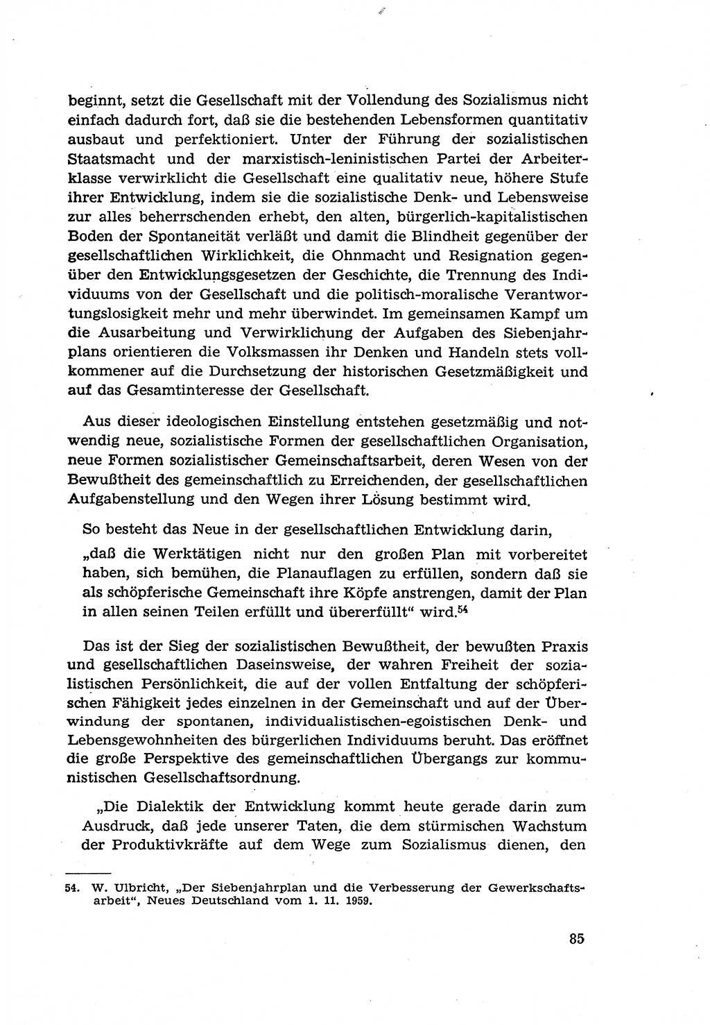 Zur Entwicklung des sozialistischen Strafrechts der Deutschen Demokratischen Republik (DDR) 1960, Seite 85 (Entw. soz. Strafr. DDR 1960, S. 85)