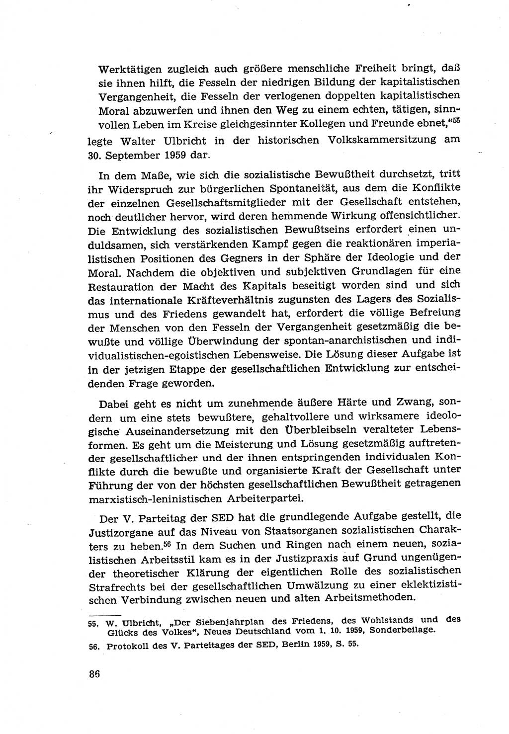 Zur Entwicklung des sozialistischen Strafrechts der Deutschen Demokratischen Republik (DDR) 1960, Seite 86 (Entw. soz. Strafr. DDR 1960, S. 86)