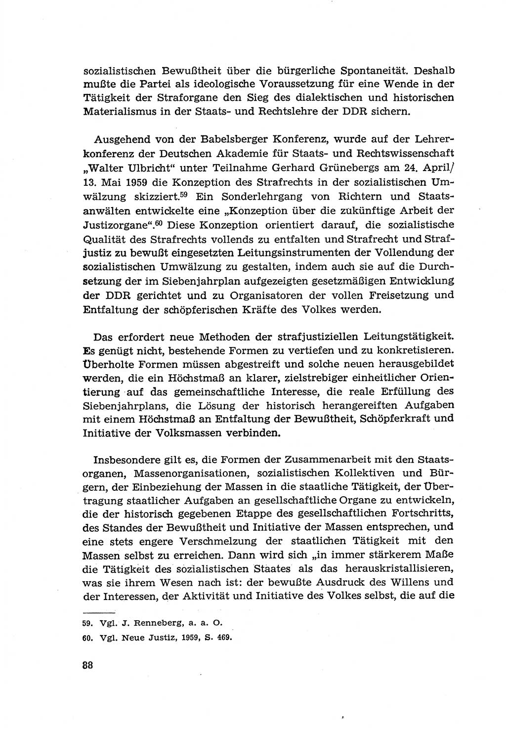 Zur Entwicklung des sozialistischen Strafrechts der Deutschen Demokratischen Republik (DDR) 1960, Seite 88 (Entw. soz. Strafr. DDR 1960, S. 88)
