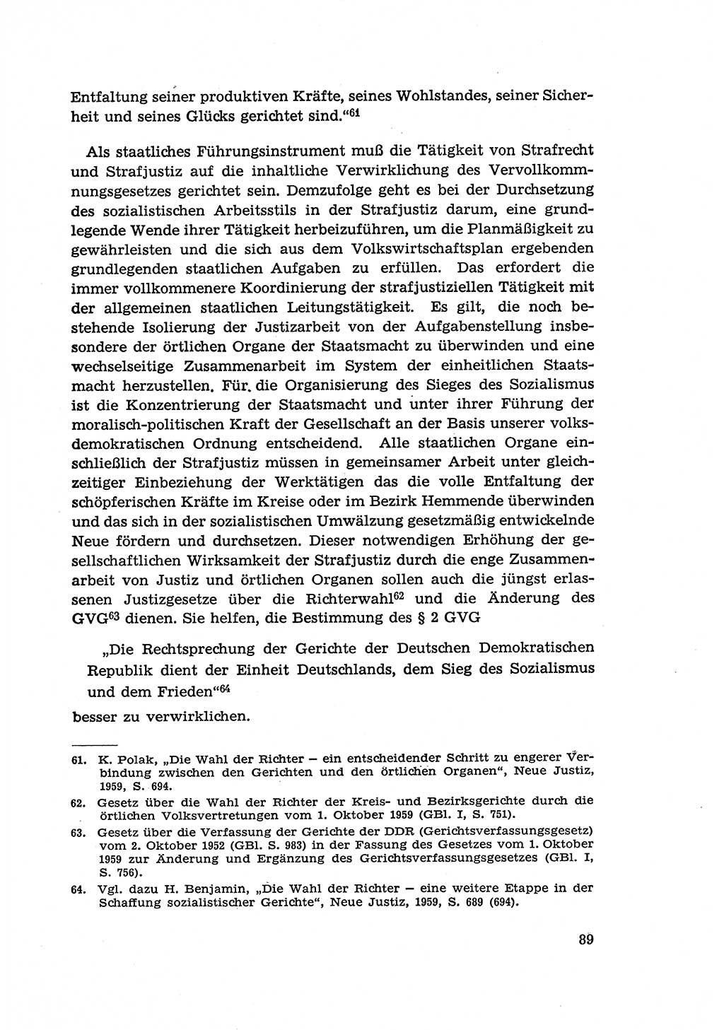 Zur Entwicklung des sozialistischen Strafrechts der Deutschen Demokratischen Republik (DDR) 1960, Seite 89 (Entw. soz. Strafr. DDR 1960, S. 89)