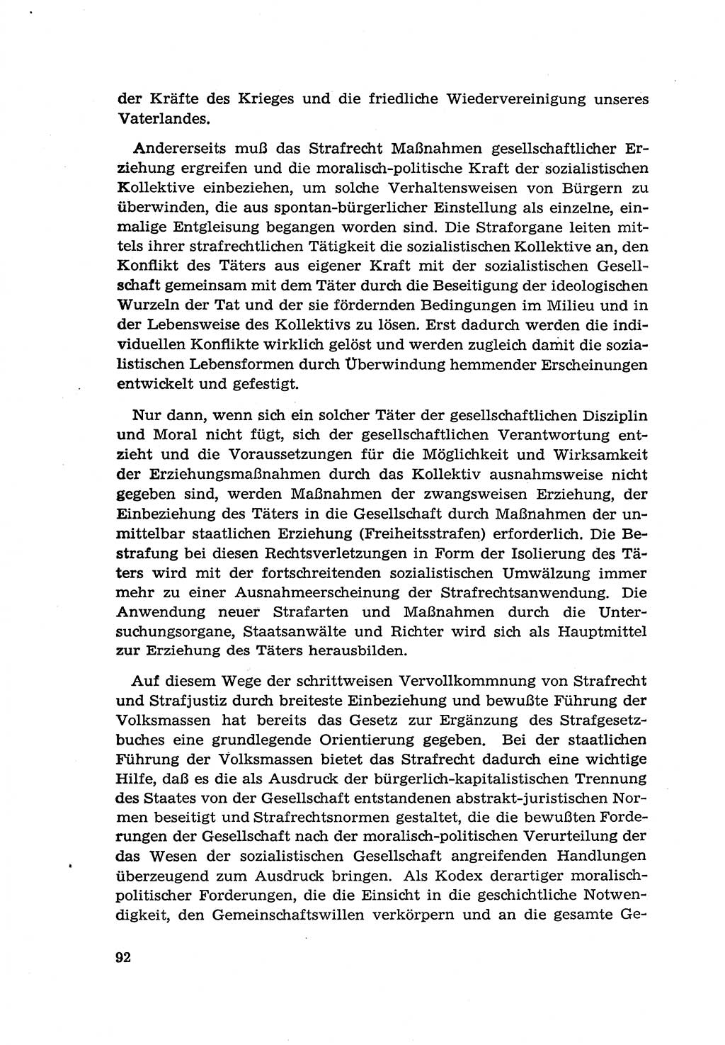 Zur Entwicklung des sozialistischen Strafrechts der Deutschen Demokratischen Republik (DDR) 1960, Seite 92 (Entw. soz. Strafr. DDR 1960, S. 92)