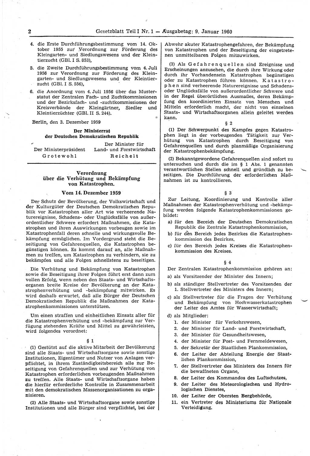 Gesetzblatt (GBl.) der Deutschen Demokratischen Republik (DDR) Teil Ⅰ 1960, Seite 2 (GBl. DDR Ⅰ 1960, S. 2)