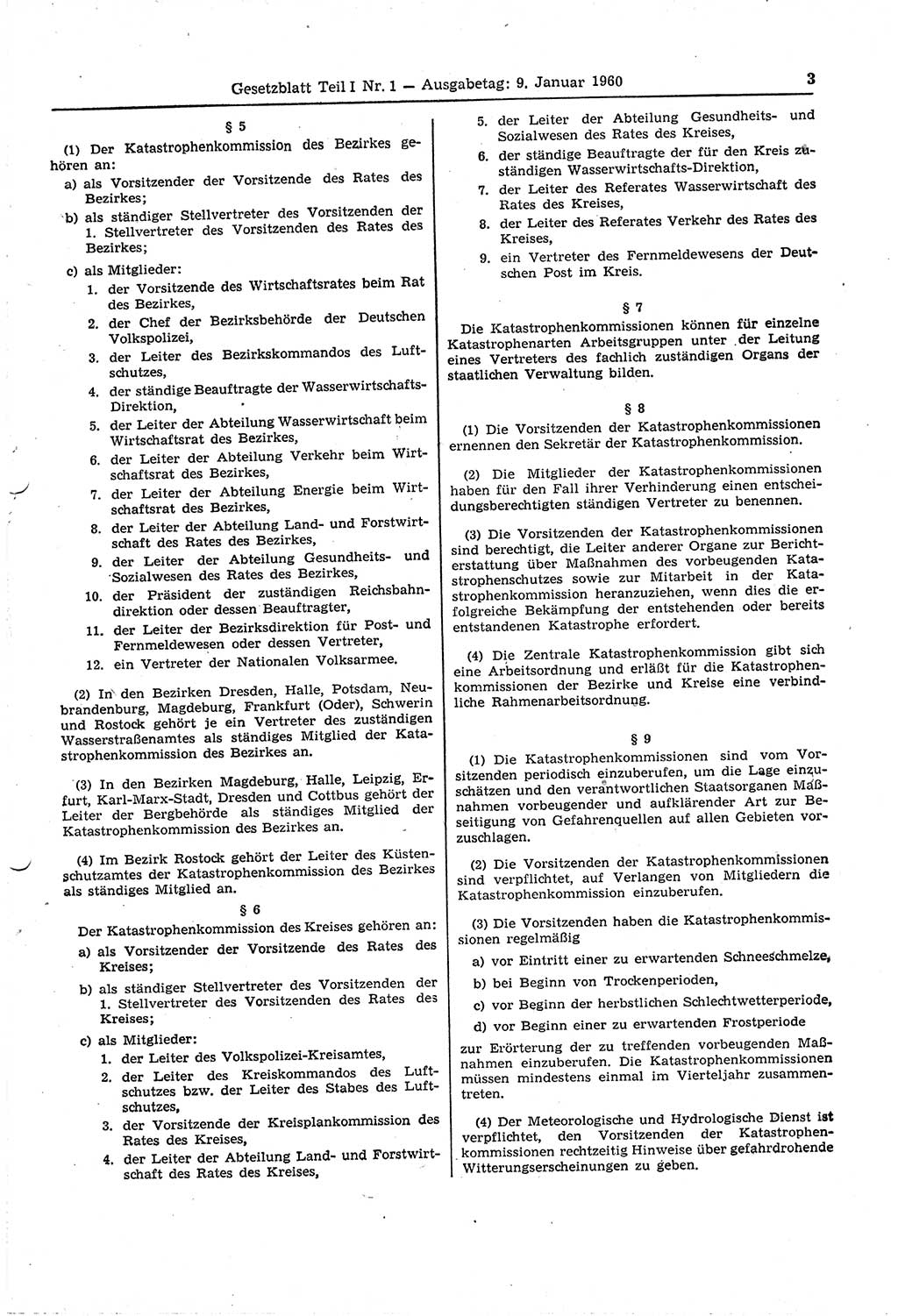 Gesetzblatt (GBl.) der Deutschen Demokratischen Republik (DDR) Teil Ⅰ 1960, Seite 3 (GBl. DDR Ⅰ 1960, S. 3)