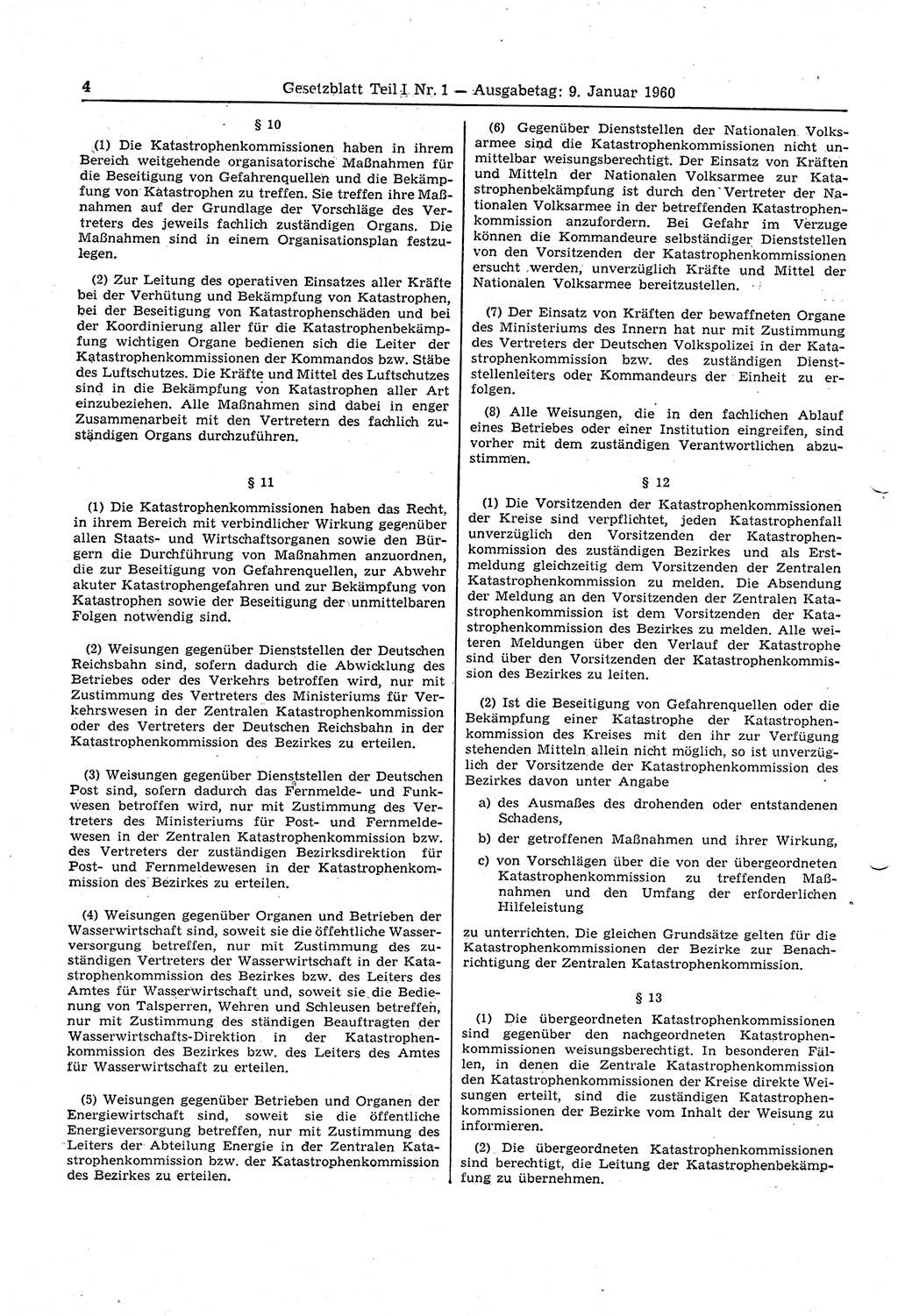 Gesetzblatt (GBl.) der Deutschen Demokratischen Republik (DDR) Teil Ⅰ 1960, Seite 4 (GBl. DDR Ⅰ 1960, S. 4)