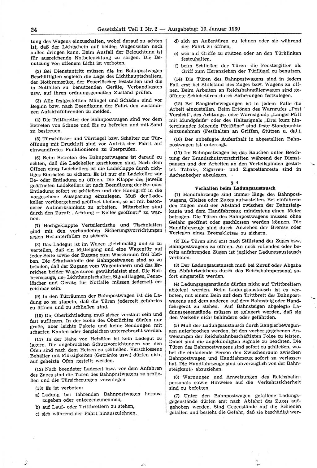 Gesetzblatt (GBl.) der Deutschen Demokratischen Republik (DDR) Teil Ⅰ 1960, Seite 24 (GBl. DDR Ⅰ 1960, S. 24)