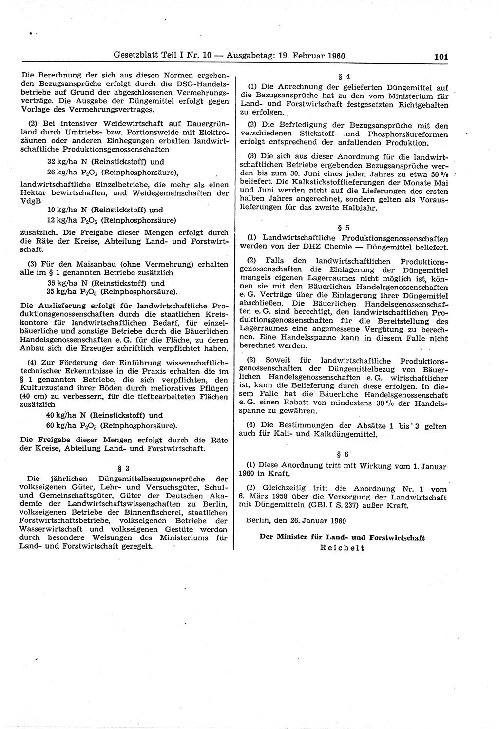 Gesetzblatt (GBl.) der Deutschen Demokratischen Republik (DDR) Teil Ⅰ 1960, Seite 101 (GBl. DDR Ⅰ 1960, S. 101)