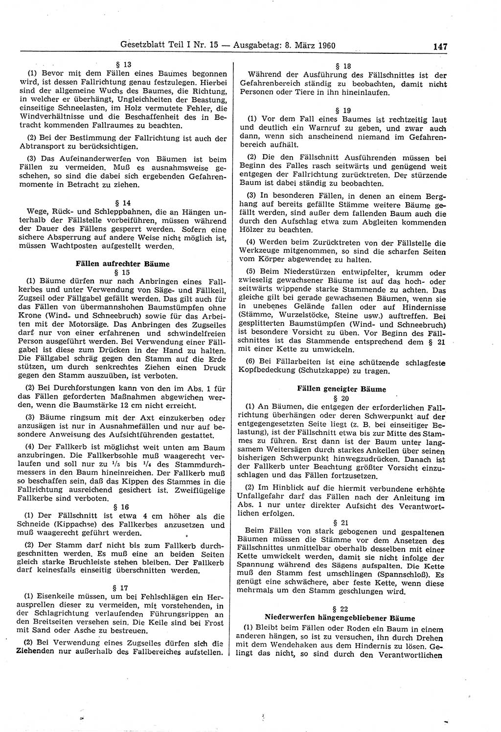 Gesetzblatt (GBl.) der Deutschen Demokratischen Republik (DDR) Teil Ⅰ 1960, Seite 147 (GBl. DDR Ⅰ 1960, S. 147)