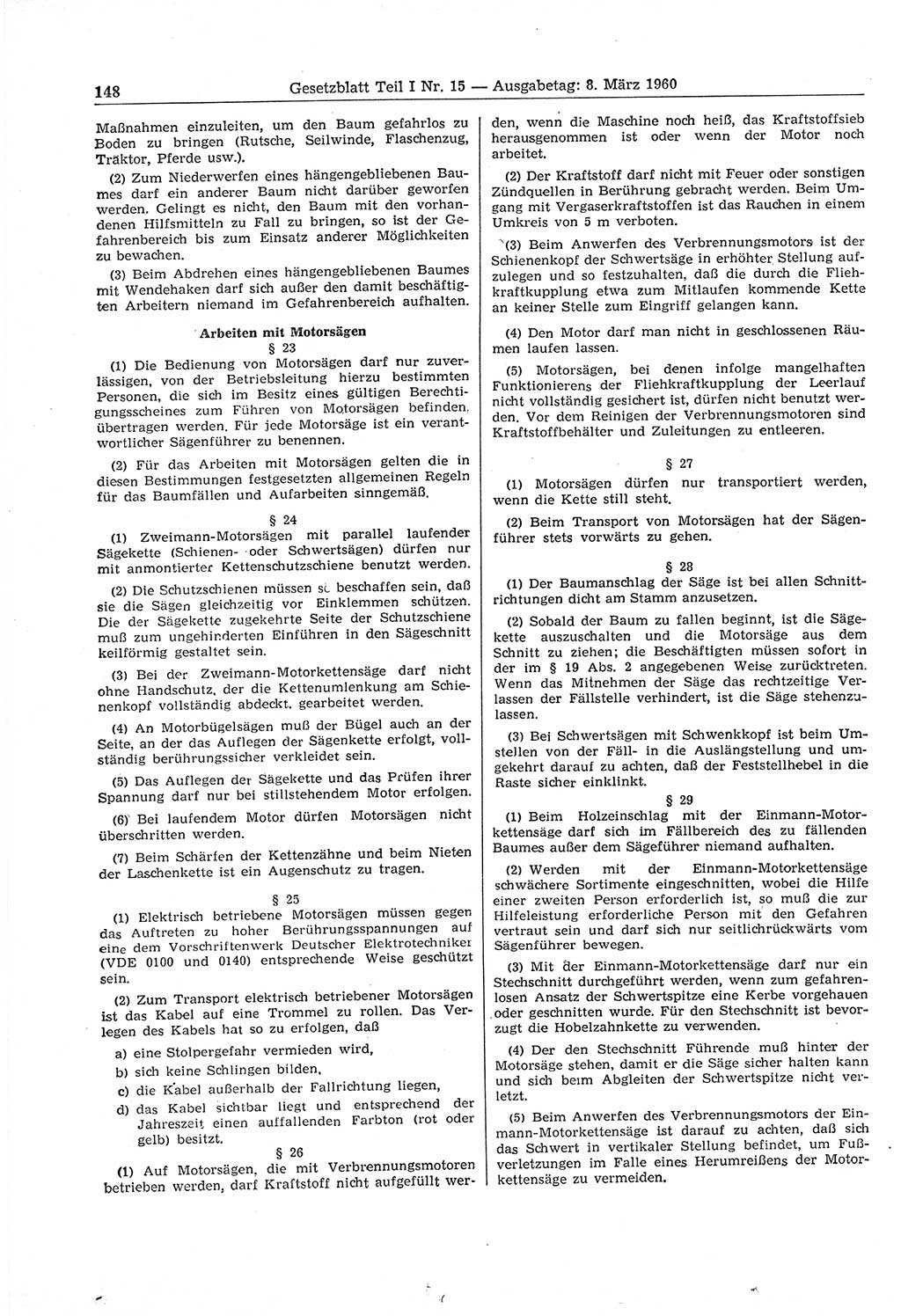 Gesetzblatt (GBl.) der Deutschen Demokratischen Republik (DDR) Teil Ⅰ 1960, Seite 148 (GBl. DDR Ⅰ 1960, S. 148)