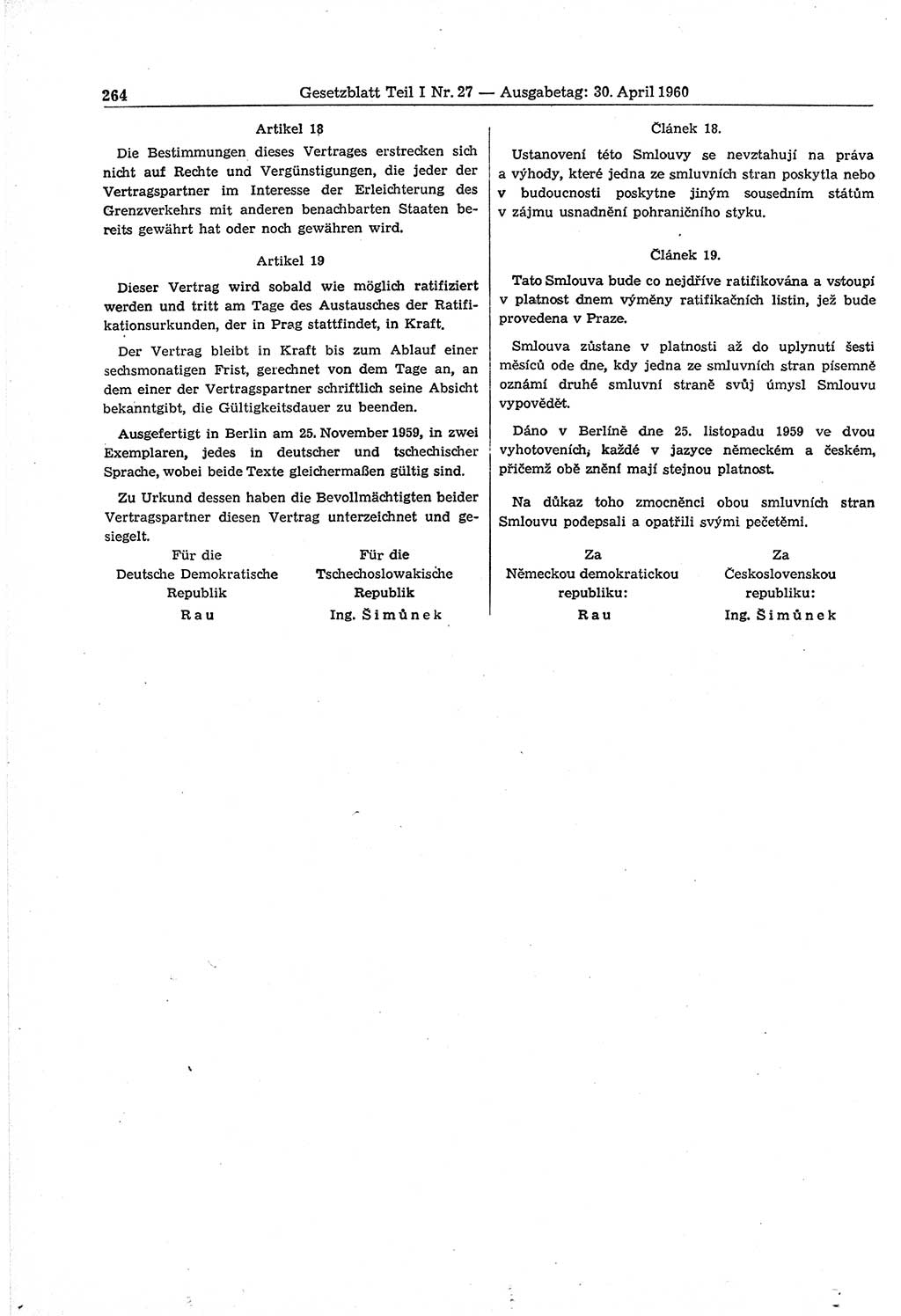 Gesetzblatt (GBl.) der Deutschen Demokratischen Republik (DDR) Teil Ⅰ 1960, Seite 264 (GBl. DDR Ⅰ 1960, S. 264)