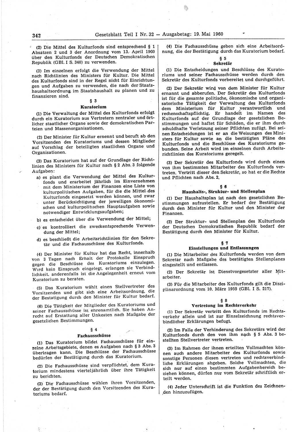 Gesetzblatt (GBl.) der Deutschen Demokratischen Republik (DDR) Teil Ⅰ 1960, Seite 342 (GBl. DDR Ⅰ 1960, S. 342)