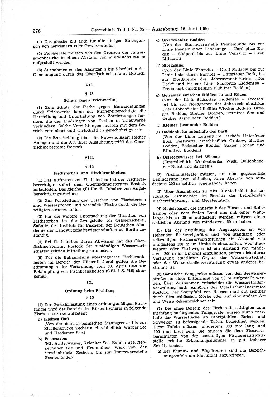 Gesetzblatt (GBl.) der Deutschen Demokratischen Republik (DDR) Teil Ⅰ 1960, Seite 376 (GBl. DDR Ⅰ 1960, S. 376)